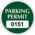 Lustre-Cal Vinyl Permanent Parking Permit Green 2in x 2in  Circle Serialized 151-200, 50PK 253757PvWh1GDi0151